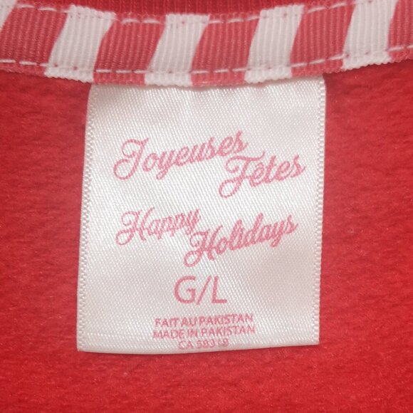 Happy Holidays Ladies Size Large Red Fleece Lined Long Sleeve Sweatshirt - Picture 3 of 10